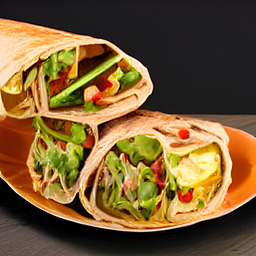 A photograph of a plate of Burritos, generated by AI