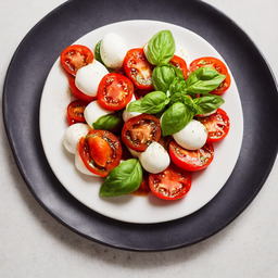 A photograph of a plate of Caprese Salad, generated by AI