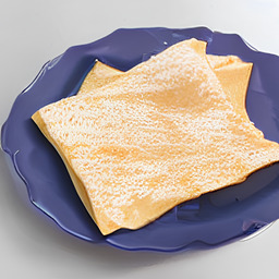 A photograph of a plate of Crepes, generated by AI