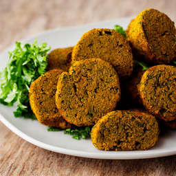 A photograph of a plate of Falafel With Tahini Sauce, generated by AI