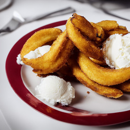 A photograph of a plate of Fried Bananas With Coconut Ice Cream, generated by AI