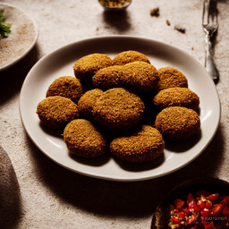 A photograph of a plate of Kibbeh, generated by AI