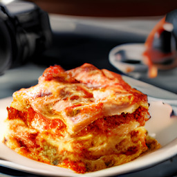 A photograph of a plate of Lasagna, generated by AI