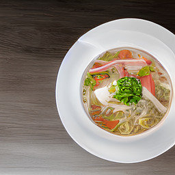 A photograph of a plate of Pho, generated by AI