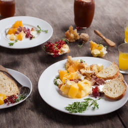 A photograph of a plate of Ploughman&rsquo;s Lunch, generated by AI