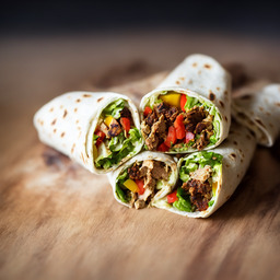 A photograph of a plate of Shawarma Wrap, generated by AI