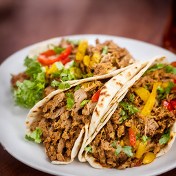 A photograph of a plate of Shawarma, generated by AI