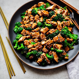 A photograph of a plate of Teriyaki Chicken Stir-fry, generated by AI