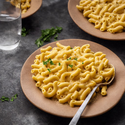 A photograph of a plate of Vegan Mac And Cheese, generated by AI