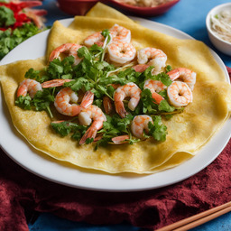 A photograph of a plate of Vietnamese Pork And Shrimp Crepes, generated by AI