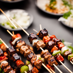 A photograph of a plate of Yakitori Skewers, generated by AI